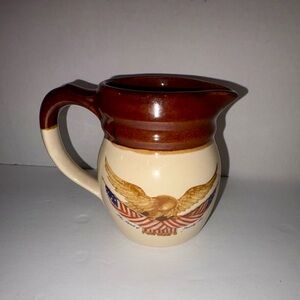 Vintage McCoy Cream and Brown Creamer Pitcher with Eagle Design